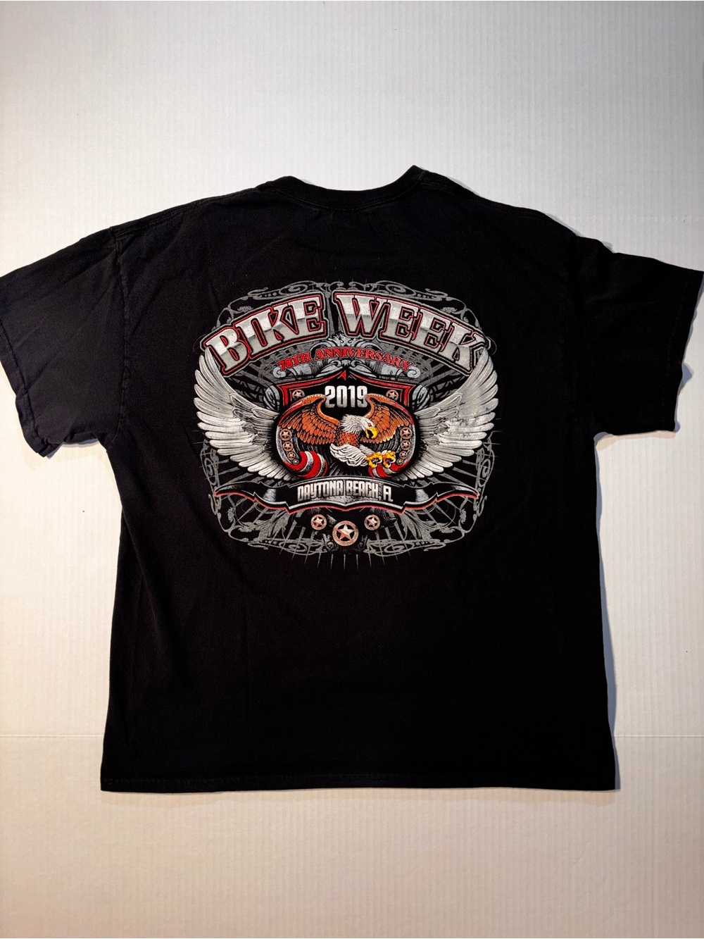Daytona Beach Florida 2019 Bike Week Choppers Motorcycle Eagle Graphic Tshirt XL
